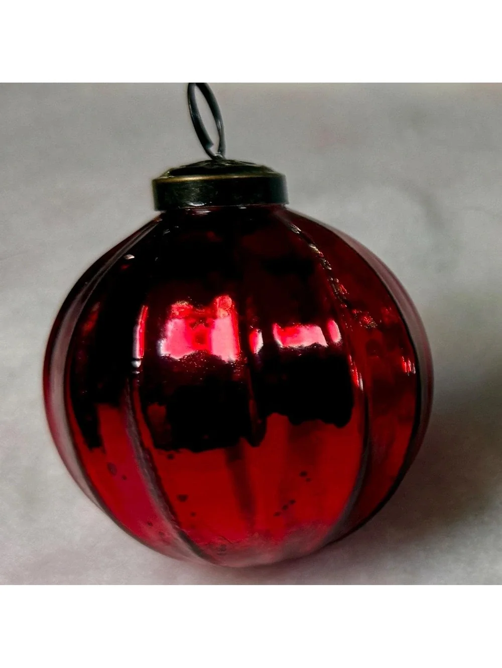 Ripple Glass Kugel Style Ornament - Gold, Red, or Silver